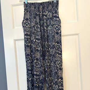 Aerie Boho Floral/Paisley Printed Harem Pants SIZE M BLUE